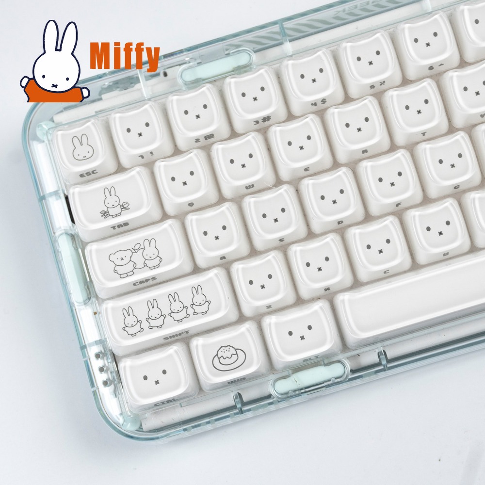 Pc Gaming Keyboards - かわいいミッフィーキーキャップかわいいウサギのキーキャップメカニカルキーボードに適したクロス軸MAOプロファイルゲームオフィスPCゲーマーギフト