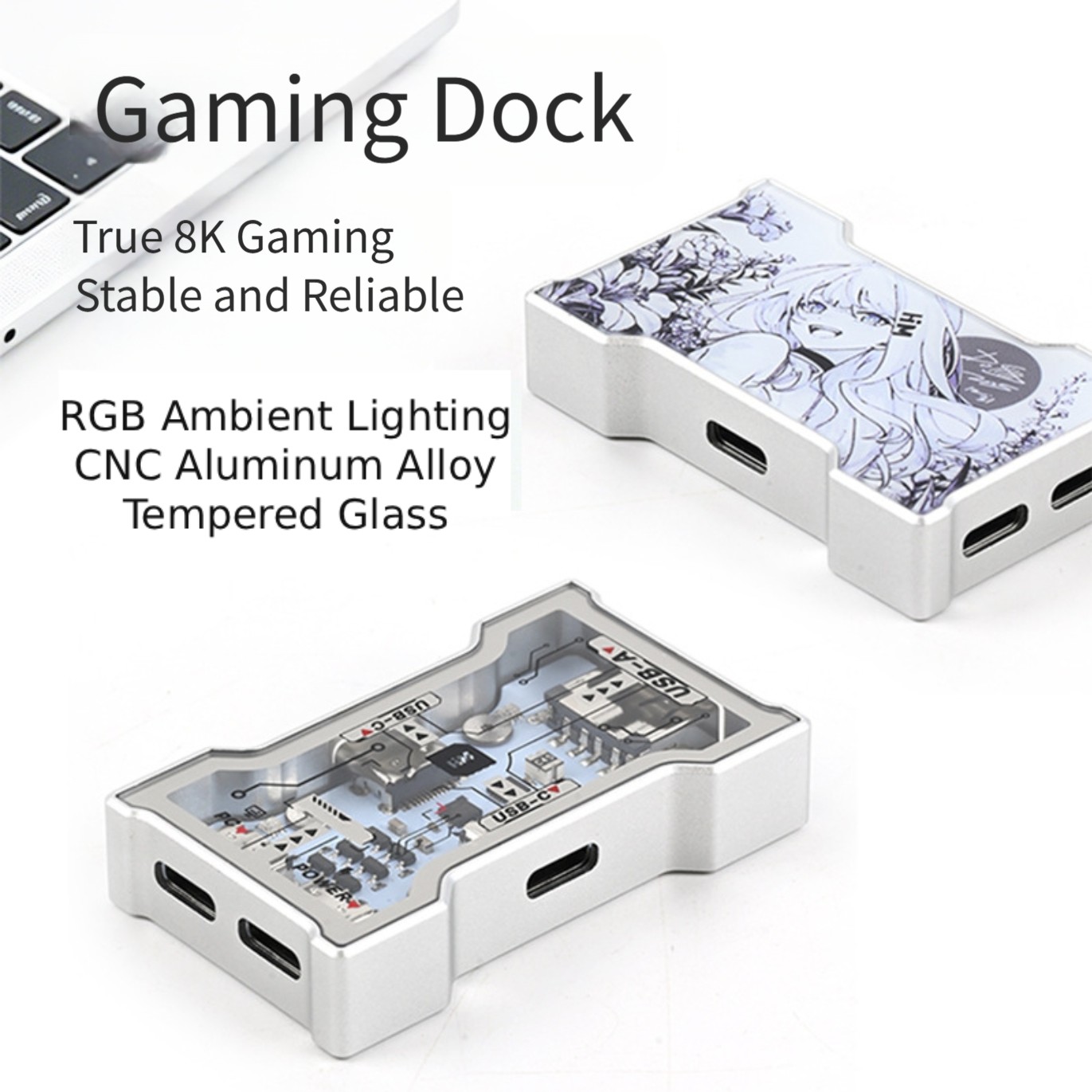 Usb Hub Gaming - 1個入り 小型ゲーミングUSBハブ 1入力3出力 ポータブルデスクトップ拡張ドック アルミフレーム ダブルガラスシェル