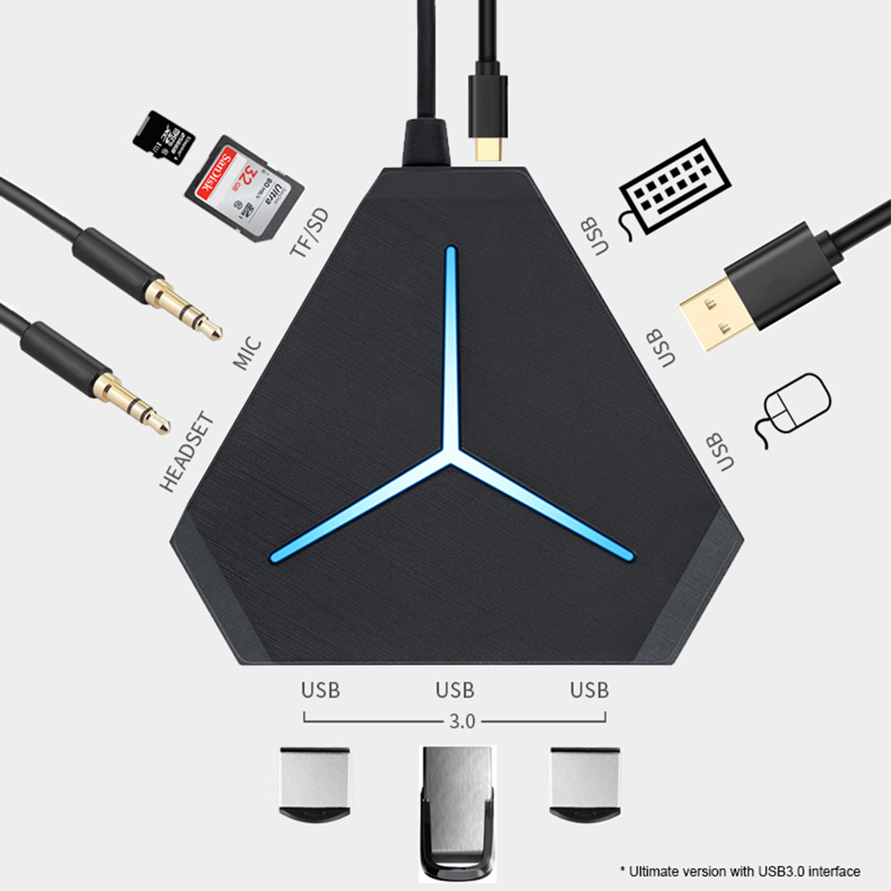 Usb Hub Gaming - USBハブ,3.0 USBポート,SDカードリーダー,マイク付き,高速6ポート,ノートブックコンピューター用