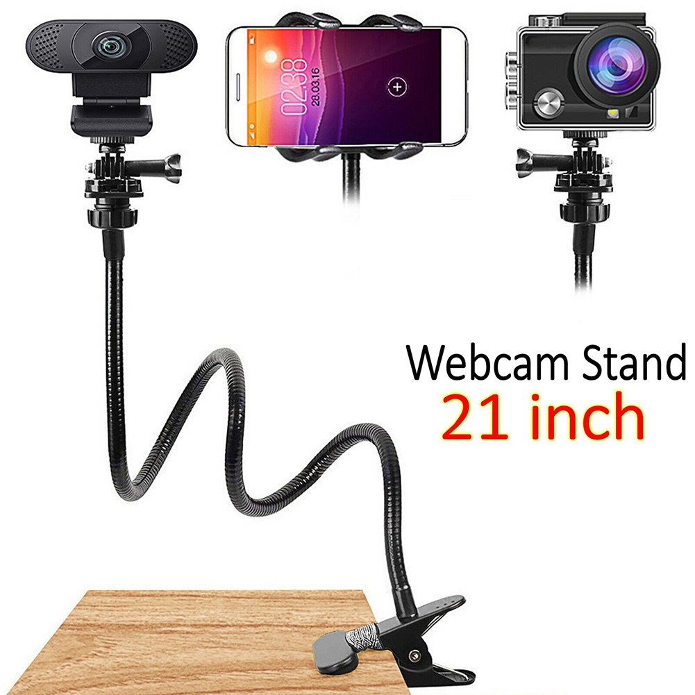 Webcam 4K - ウェブカメラスタンド カメラマウント 電話ホルダーと1/4インチネジ付き、21インチフレキシブルプロジェクタースタンド グースネックデスクマイク Logitech Brio