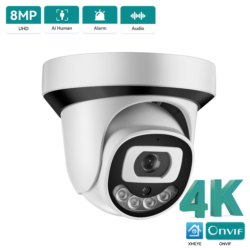 Webcam 4K - Xmeye-屋内監視カメラ,高解像度,8mp,4k,HD,onvif ip,顔検出,双方向オーディオ,カラー,暗視,h.265