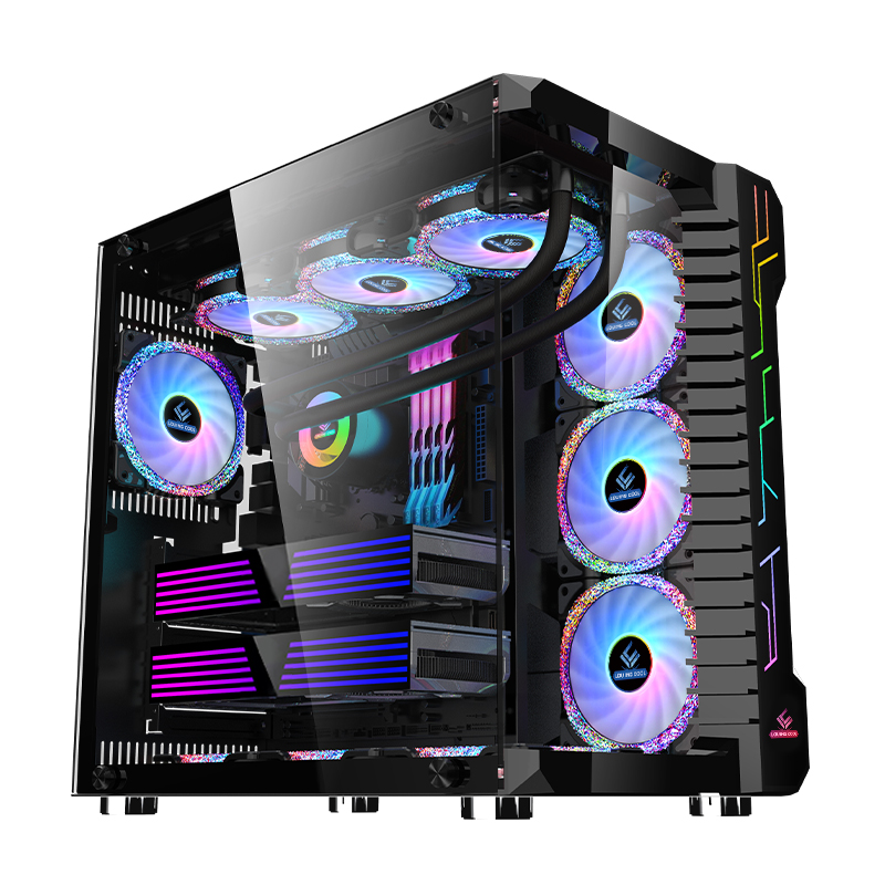 Pc Gaming Cpu - 高品質ATXシャーシデスクトップブラック強化ガラスPCゲーミングコンピューターケースフルタワーCPUケーシングコンピューターキャビネット