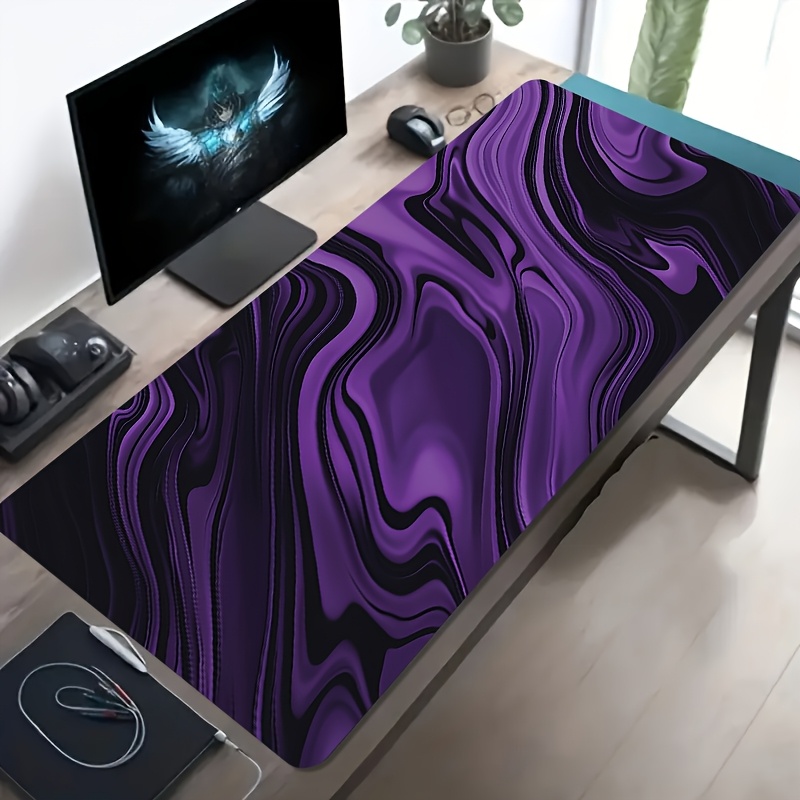 Pc Gaming Liquid - 紫黒大理石液体金属エクステンデッドゲーミングマウスパッド滑り止めゴムデスクマット（PCゲーマー向け）