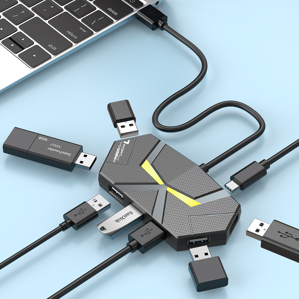 Usb Hub Gaming - 0.6 センチメートル/1.2 メートルハブ 7 ポート互換 USB2.0