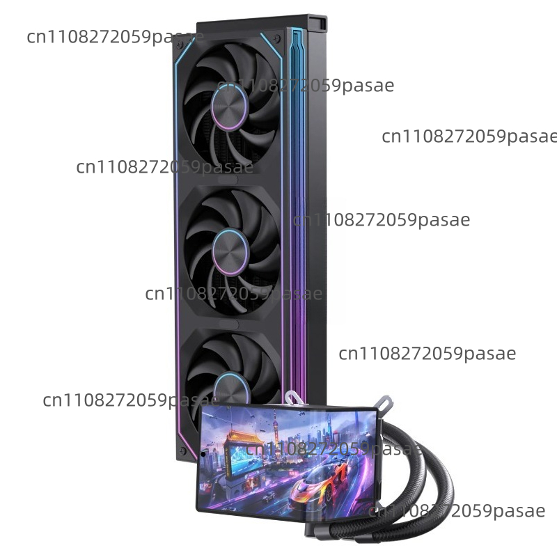 Pc Gaming Liquid - 360mm水冷PCケース、ガラス不要3D 6.67インチ曲面スクリーン搭載、CPU水冷ファン付きディスプレイゲーミングコンピューター