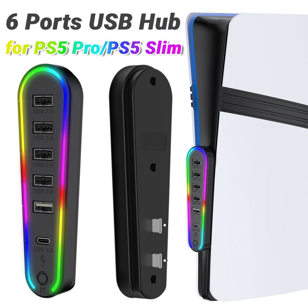 Usb Hub Gaming - 6ポートUSBハブ RGBライト付き USBエクステンダー データ転送エクステンダー PlayStation 5