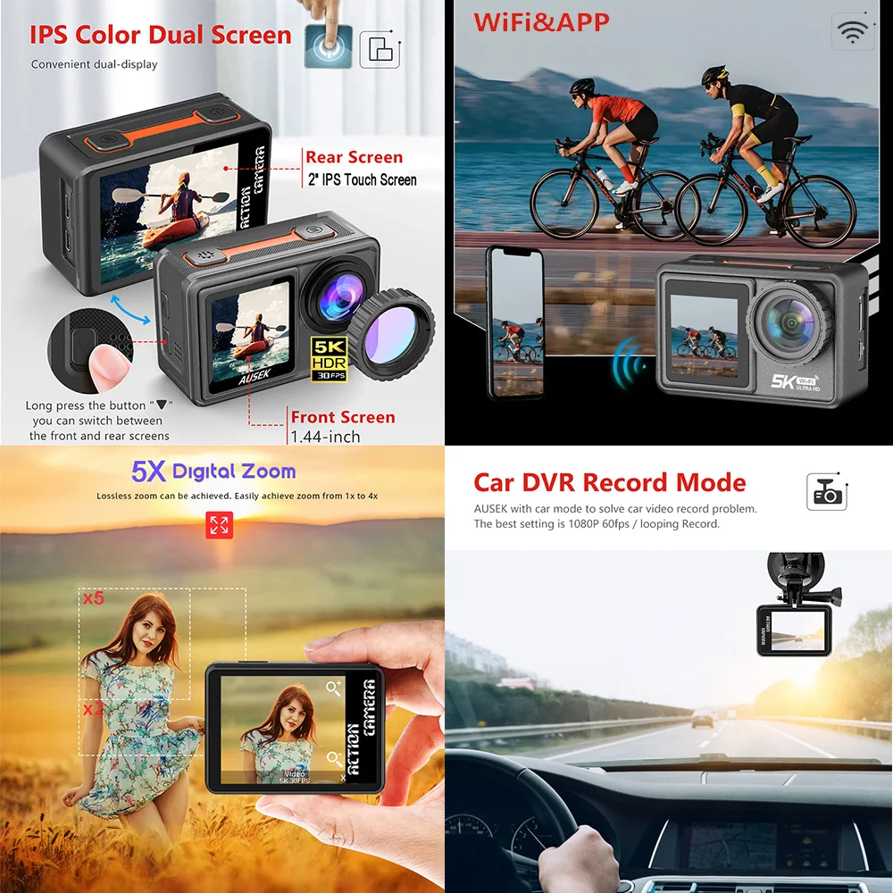 AUSEK M81TRアクションカメラ 5K 4K60FPS - Webcam 4K のレビューと価格