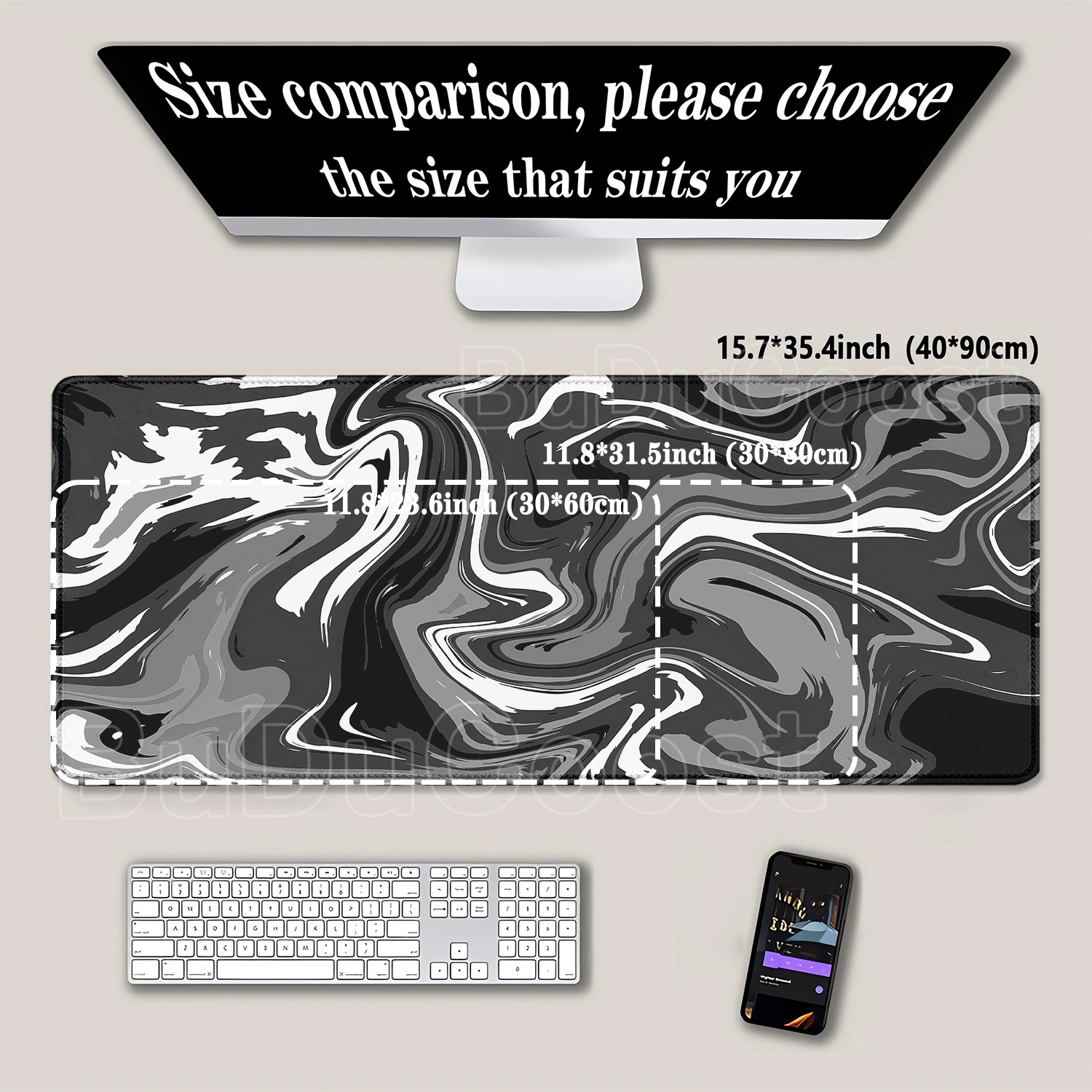 黒と白のストラタ液体流体ゲーミングアートマウスパッドキーボー - Pc Gaming Liquid のレビューと価格