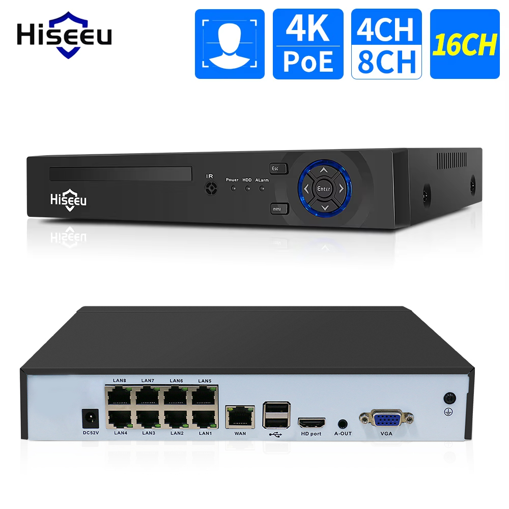 Hiseeu-監視カメラシステムキット,4ch,10ch,1 - Webcam 4K のレビューと価格