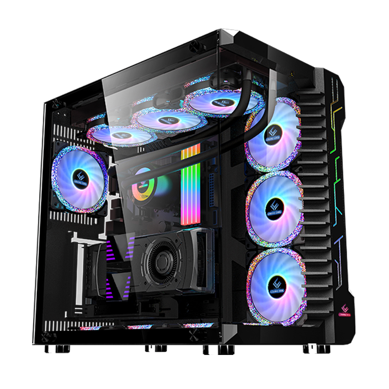 高品質ATXシャーシデスクトップブラック強化ガラスPCゲーミ - Pc Gaming Cpu のレビューと価格