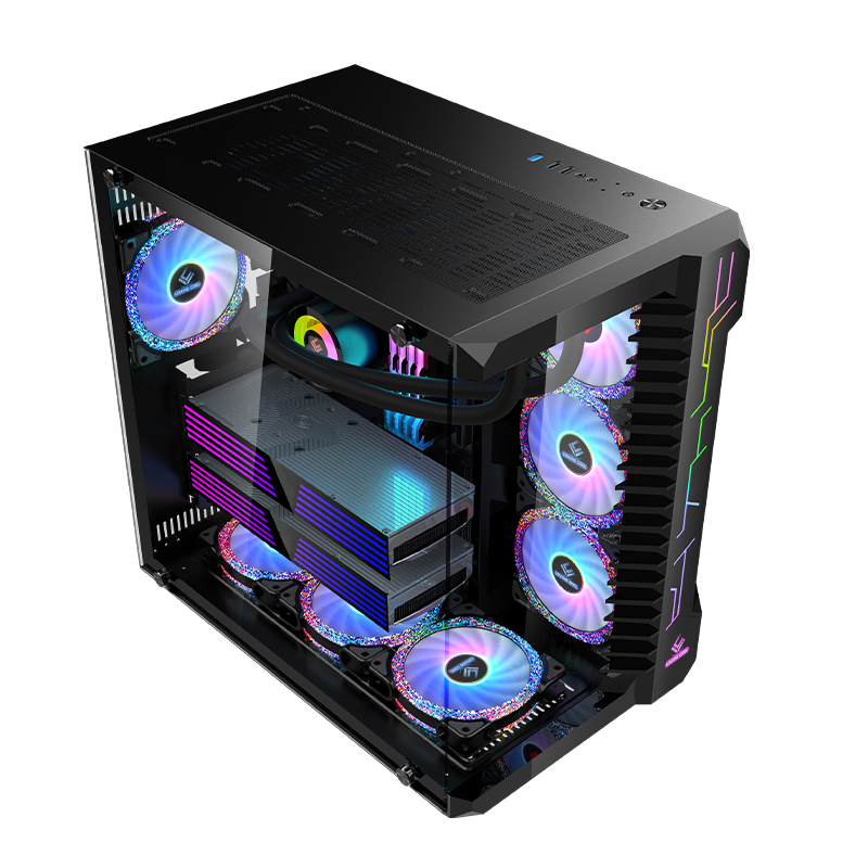高品質ATXシャーシデスクトップブラック強化ガラスPCゲーミ - Pc Gaming Cpu のレビューと価格