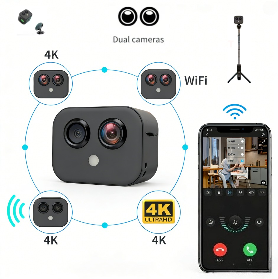 4K HDミニWiFiカメラ スマートホーム ワイヤレスセキ - Webcam 4K のレビューと価格