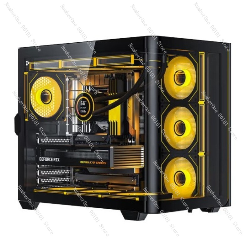 パノラマ曲面ガラスデスクトップPCケース ATXミッドタワー - Pc Gaming Liquid のレビューと価格