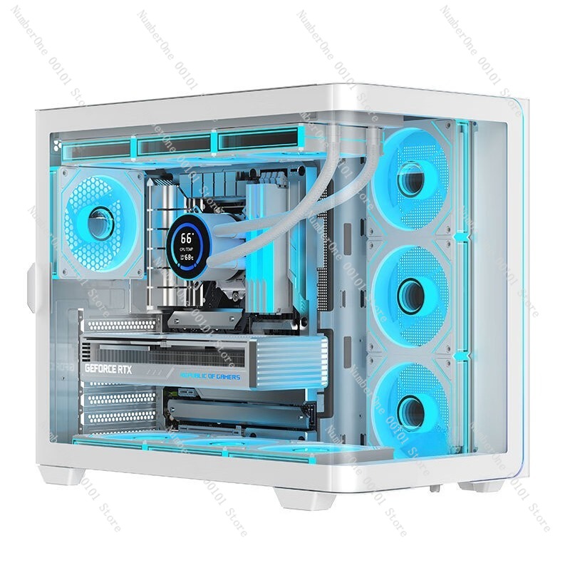 パノラマ曲面ガラスデスクトップPCケース ATXミッドタワー - Pc Gaming Liquid のレビューと価格