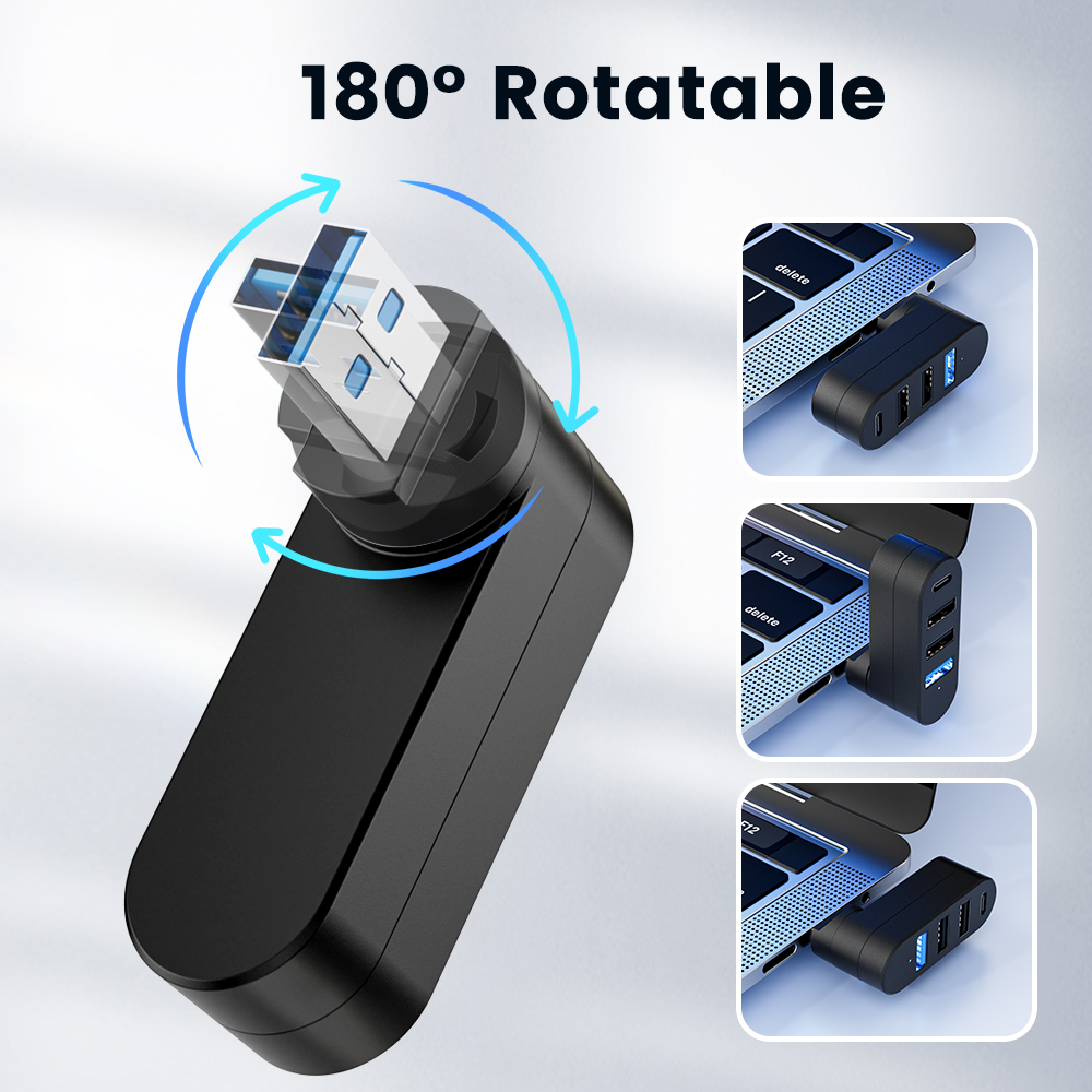 回転可能な USB ハブ USB3.0 2.0 タイプ C  - Usb Hub Gaming のレビューと価格