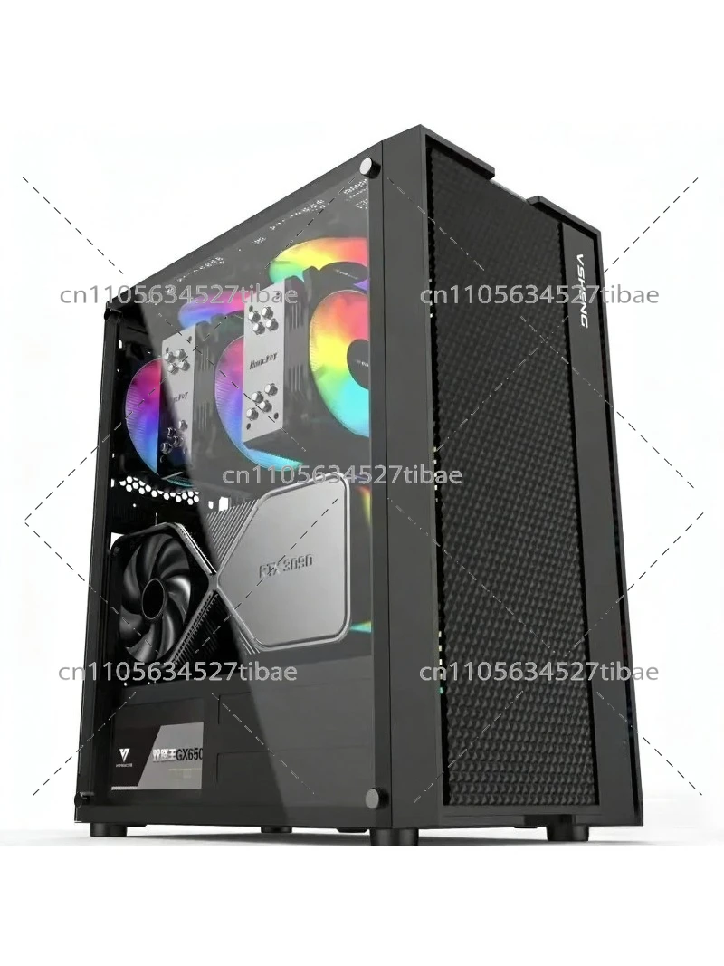 黒色E-ATXコンピューターケース、ガラスサイドパネル付き、 - Pc Gaming Cpu のレビューと価格